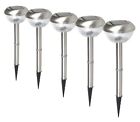 RANEX 5x Solar Outdoor Led Garden Lights Pins Brushed Stainless Steel & Plastic