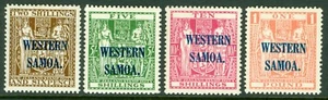 SG 207-210 Samoa Occidental 1945-53. 2/6-£1 ligeramente montado, 10/- montado como nuevo... - Imagen 1 de 1