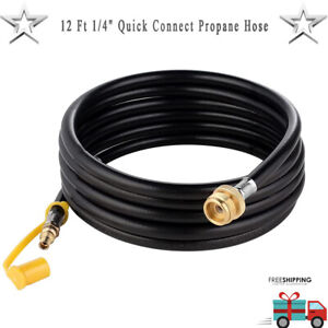 12 Ft 1/4" Quick Connect Propane Hose Converter Replacement for RV to Gas Hose