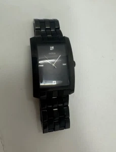 GUESS Men's G10610G Classic Black Rectangular  Jewel Accented Wrist Watch - Picture 1 of 6
