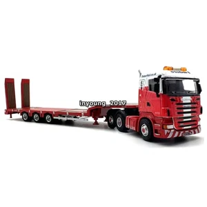 1:76 Scania 3 Axle Low Loader Semi Trailer Model Diecast Collectible Vehicle Red - Picture 1 of 15