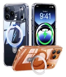 Magicstand Phone Pro Mag Clear Case - Invisible KickStand  Anti-Yellow Ip 17 Pro - Picture 1 of 12