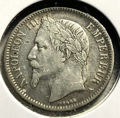 elf France Empire 1 Franc 1867 A Napoleon III Silver - Image 1 of 2
