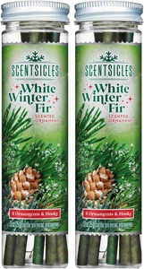 White Winter Fir Scented Christmas Tree Ornaments - 2 Bottles (12 Sticks Total) - Picture 1 of 6