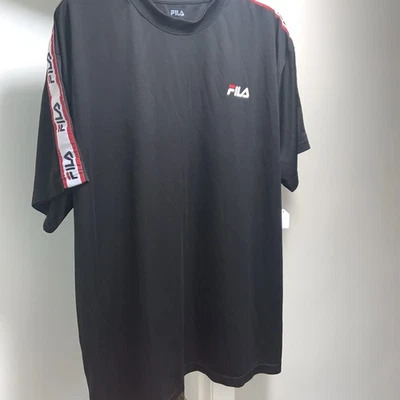 Fila Logo T-Shirt Mens 3xl Black Spell Out On Shoulders And Chest - Image 1 of 4