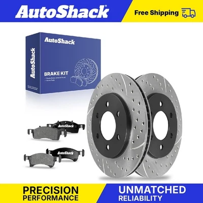 Front Drilled Slotted Brake Rotors Ceramic Pads for Lincoln Navigator 5.4L Foto 1 de 4
