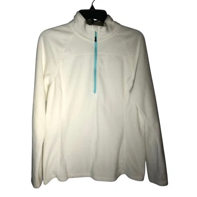 Top Eddie Bauer Grande Mujer Pullover Polar Cuarto Cremallera Manga Larga Color Crema Foto 1 de 4