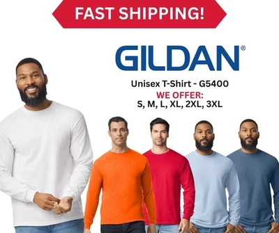 Gildan Mens G540 Heavy Cotton Preshrunk Tshirt Crew Neck Long Sleeve T-Shirt - Image 1 of 4
