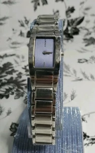 DKNY Women's Rectangle Bezel All Stainless Steel Watch NY3078 Wr 30m Blue Face - Picture 1 of 12