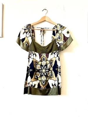 Top Bebe Y2K Babydoll Seda Satén Floral Talla Pequeña Foto 1 de 4