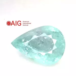 AIG CERTIFIED 2.10 CTS Blue green natural touramaline ( paraiba ) pear shape - Picture 1 of 5