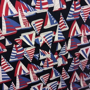 Cotton ' Red White & Blue Sailboats/nautical Quilting Piece 44x36 - Picture 1 of 3