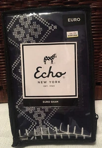 Echo NY Shibori Euro Sham 26" x 26" Navy Embroidered Pillowcase- New, Orig $40 - Picture 1 of 7