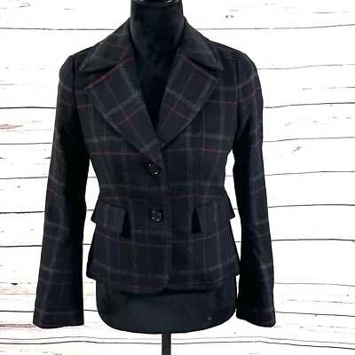 Chaqueta Talbots Petite para mujer 4P negra mezcla de lana blazer sarga a cuadros Foto 1 de 4