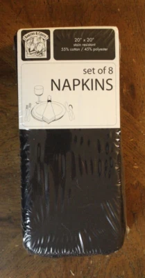 8 Bakers & Chefs Black Cloth Dinner Napkins 20" x 20" 55% Cotton 45% Polyester - Image 1 of 4