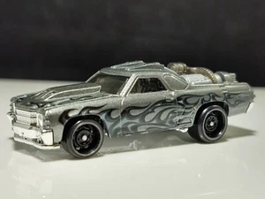 Hot Wheels Custom 1971 El Camino Gris/Negro Llamas Llantas Carreras Muscle Car - Imagen 1 de 5