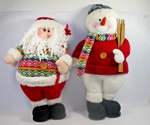 46 cm stehende Weihnachtsfigur Skifahren Weihnachtsmann ODER Schneemann im Pullover - Bild 1 von 16