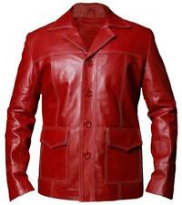 Men Genuine Lambskin Real Leather Blazer Red Jacket TWO BUTTON Stylish Coat