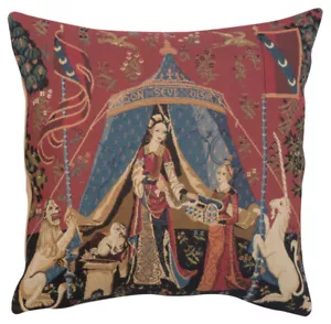 A Mon Seul Desir Belgian Tapestry Cushion Cover 18x18 | European Decor Pillow - Picture 1 of 13