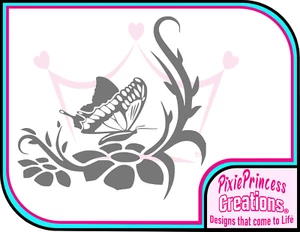 Butterfly Pretty Flower Sticker D Vinyl Car Wall Room Decor Window Decal Shabby - Picture 1 of 10