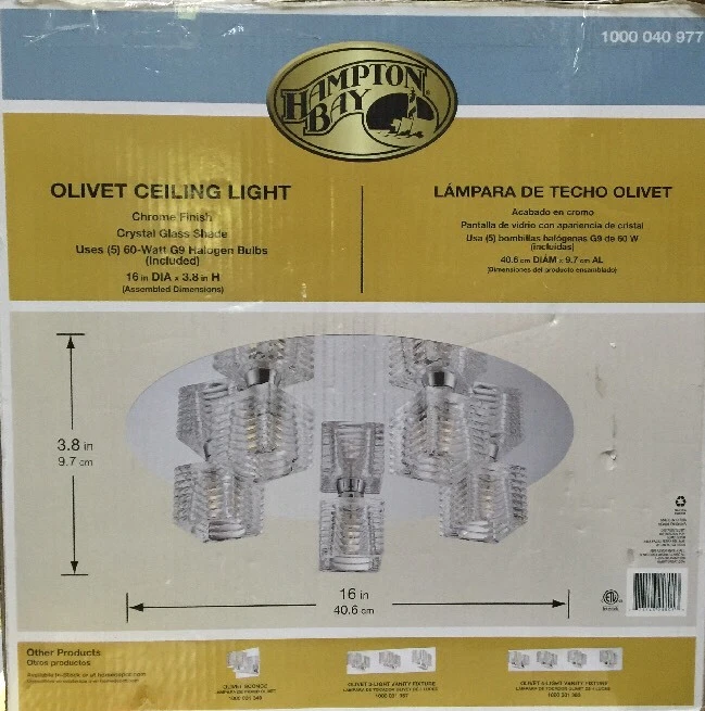 Stylish Olivet 5-Light Chrome Flush Mount Ceiling Fixture Dining Room Home Decor - Image 1 of 1