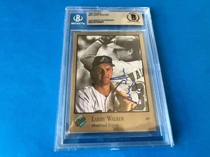 Tarjeta de estudio Larry Walker HOF MLB 1992 hoja firmada automática Beckett certificado certificado de autenticidad - Imagen 1 de 2