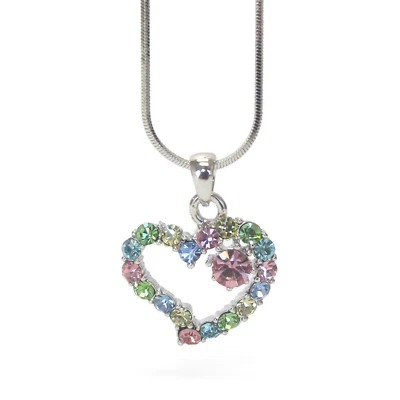 Collar Colgante Corazón Cristal Multicolor con Solitario Rosa Oro Blanco Foto 1 de 4