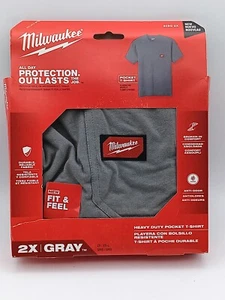 Milwaukee Heavy Duty Pocket T-Shirt Men Size XXL Gray Cotton Blend - Picture 1 of 2