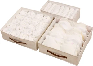 3 Pack Drawer Organizer Clothes, Bra Organizer for Drawer, Foldable Sock Drawer - Picture 1 of 12