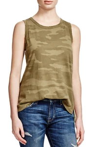 $118 CURRENT/ELLIOTT Muscle Tee Tank Army Camouflage Green ~ Size 1 Small ~ NEW - Picture 1 of 2