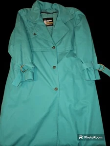 Vintage London Fog Trench Coat Teal/green Size 4 Petite - Picture 1 of 2