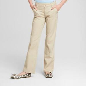 Girls' Bootcut Twill Uniform Chino Pants - Cat & Jack™ Khaki 4