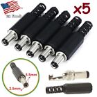 5-Pack Dc Power 5.5X2.5Mm Male (Soldered) Barrel Tip Plug Straight Connectors