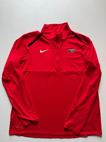 Nike New Orleans Pelicans Sweatshirt Mens XL Red Dri-Fit 1/4 Zip Authentic NBA Cover
