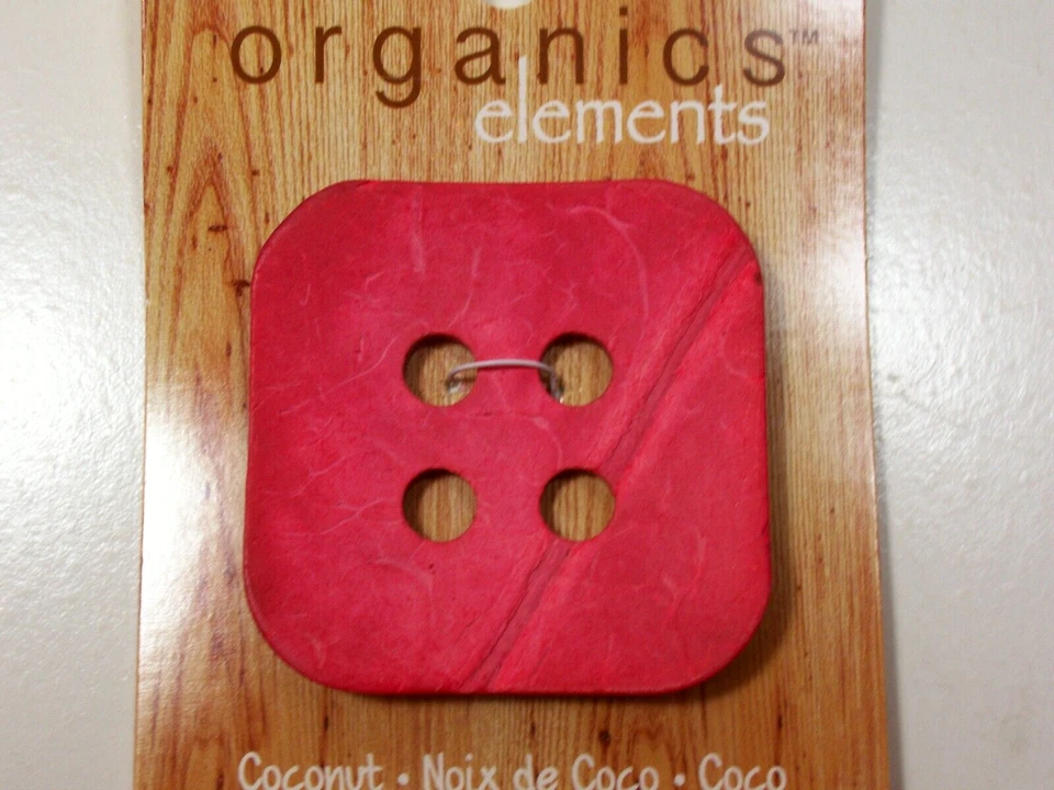 Large Pink Coconut Button x 1 Piece Organics Elements Brand 4-Hole 2 inch B2 - Image 1 of 4