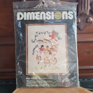 Kit Crewel Alimentación Aves Punta Aguja Dimensiones 1196 De Colección 1980 Nuevo 16x20 LANA - Imagen 1 de 5