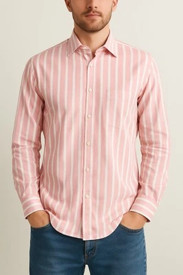 Camisa Paul Smith Hombre 15.5 Rosa Blanco Rayas Botones Preppy Businesscoro Foto 1 de 4