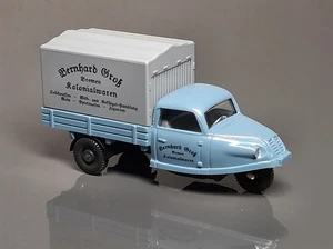 Wiking, Goliath Dreiradwagen, Pritsche m. Plane, Kolonialwaren, Vitr.-Mod., 1:87 - Bild 1 von 4