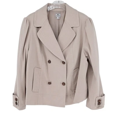 Blazer Worthington Beige Doble Pecho Recortado 2X Neutro Minimalista Chic Foto 1 de 4
