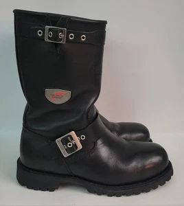 Red Wing 988 Black Leather Engineer Motorcycle Biker Work Boots Men's 8.5 2E EE - Picture 1 of 8