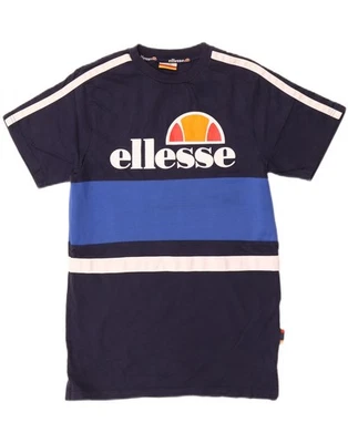 ELLESSE Mens Graphic T-Shirt Top XS Navy Blue Striped Cotton ZU06 - Image 1 of 3