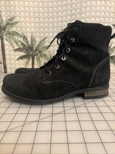 TAOS Leather Boots Boot Camp Rugged BLACK Suede Side Zipper Womens Size 11 EU42 - Picture 1 of 19