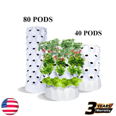 40/80 Maceta Vertical Torre Hidropónica Sistema Acuaponía Kit de Cultivo Aeropónico EE. UU. Foto 1 de 4