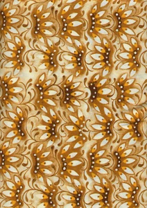 Mooshka Brown Orange Floral Fans Quilt Fabric - Fat Quarter - Picture 1 of 1