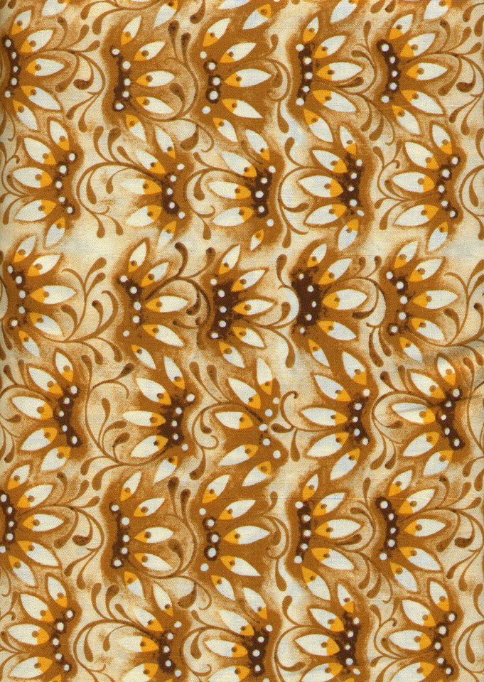 Mooshka Brown Orange Floral Fans Quilt Fabric - Fat Quarter - Image 1 of 1