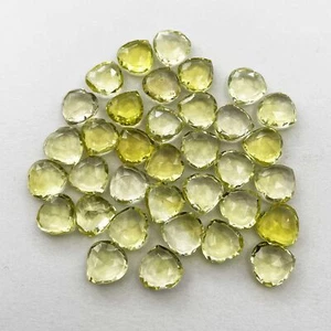 Lote de 11 piedras preciosas sueltas corte briolette corazón cuarzo limón natural 11 piezas 11 mm 51 CT - Imagen 1 de 4