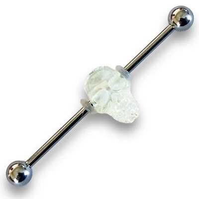 Barra industrial calavera brillante transparente blanca 14 g Foto 1 de 2