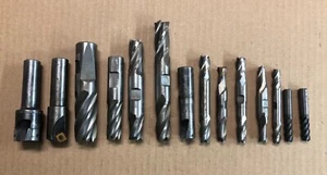 End Mills, 14 Pc, 2, 3, 4 Flutes Single and Double End, USA, Israel, Japan, K - Picture 1 of 11