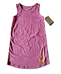 NIKE Girls t-shirt Dress Swoosh logo Size 6 6X Pink - Picture 1 of 3