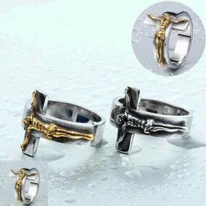 Religious Ring For Men Cross Jesus Crucifixion Lord God Stainless Steel Jewelry - Picture 1 of 8